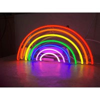 Neon Signs Rainbow Shaped Neon Light Real Glass Handcraft Light For Christmas Birthday Party Living Kid'S Room And Wedding Party Decor