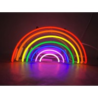 Neon Signs Rainbow Shaped Neon Light Real Glass Handcraft Light For Christmas Birthday Party Living Kid'S Room And Wedding Party Decor