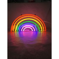 Neon Signs Rainbow Shaped Neon Light Real Glass Handcraft Light For Christmas Birthday Party Living Kid'S Room And Wedding Party Decor