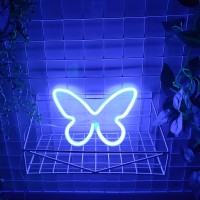 Jywj Butterfly Neon Signs,Usb Or 3-Aa Battery Powered Neon Light,Led Lights Table Decoration,Girls Bedroom Wall D