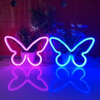 Jywj Butterfly Neon Signs,Usb Or 3-Aa Battery Powered Neon Light,Led Lights Table Decoration,Girls Bedroom Wall D