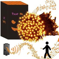 Eambrite Halloween Decorations 200 Led Halloween String Lights With Spooky Music Motion Sensor Controller Twinkle Waterproof Orange String Lights Plug In For Indoor Outdoor Tree Party Yard Christmas