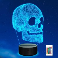 Ammonite Skull Night Light For Kids, 3D Illusion Lamp Led Desk Table Lamp 16 Colors Change With Remote Control And Timing Function, Best Christmas Halloween Birthday Gift For Child Boys