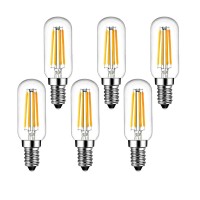 E14 Led Bulb 4W Equal 40W Led Candelabra Bulb Warm White 2700K T6 Clear Vintage E14 European Base Edison Bulb For Chandeliers,Ceiling Fan,Pendant,6 Pack