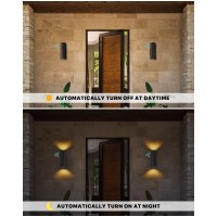 Ken Ricky Outdoor Wall Lights Dusk To Dawn Sensor Exterior Light Fixtures Up And Down Wall Lantern With Textured Black Finis