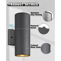 Ken Ricky Outdoor Wall Lights Dusk To Dawn Sensor Exterior Light Fixtures Up And Down Wall Lantern With Textured Black Finis