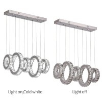 Led Modern Crystal Chandeliers 5 Rings Led Ceiling Lighting Fixture Adjustable Stainless Steel Pendant Light For Bedroom Living Room Dining Room