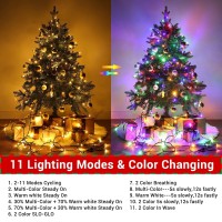 Joomer Solar Christmas Lights 105Ft 300 Led 11 Modes Color Changing String Lights Waterproof Solar Fairy Lights For Christmas Decoration (Warm White To Multicolor)