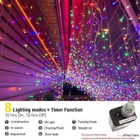 Toodour Icicle Christmas Lights 100Ft 1224 Led 8 Modes Icicle String Lights With 204 Drops Window Curtain Fairy Icicle Lights