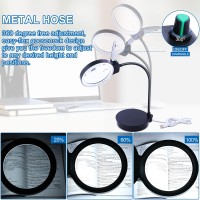 Magnifying Glass With Light And Stand, 10X 20X Magnifying Desk Lamp With Brightness Stepless Dimmable, Adjustable Gooseneck For Reading, Close Work, Hobbies