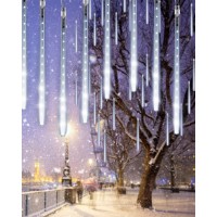 Flacchi White 10 Tubes 240 Led Raindrop Lights Meteor Shower Icicle Lights With Timer Function Cascading Lights Falling Rain Lights For Holiday Party Christmas Decorations