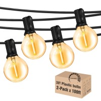 Outdoor String Lights 200Ft Waterproof Globe String Lights With 104 Shatterproof G40 Led Bulbs, Dimmable Connectable Patio Light String Lights For Hanging Bistro Backyard Gazebo,2-Pack X 100Ft