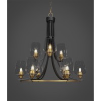 Paramount 9 Light Chandelier In Matte Black & Brass Finish With 5