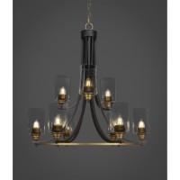 Paramount 9 Light Chandelier In Matte Black & Brass Finish With 4