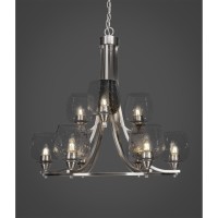 Paramount 9 Light Chandelier In Brushed Nickel Finish With 6