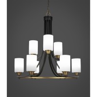 Paramount 9 Light Chandelier In Matte Black & Brass Finish With 4