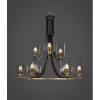 Paramount 9 Light Chandelier In Matte Black & Brass Finish With 4