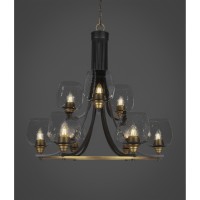 Paramount 9 Light Chandelier In Matte Black & Brass Finish With 6