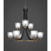 Paramount 9 Light Chandelier In Matte Black & Brass Finish With 5