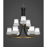 Paramount 9 Light Chandelier In Matte Black & Brass Finish With 5.5