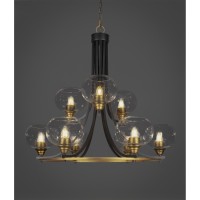 Paramount 9 Light Chandelier In Matte Black & Matte Black & Brass Finish With 7