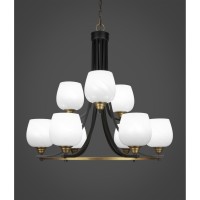 Paramount 9 Light Chandelier In Matte Black & Brass Finish With 6