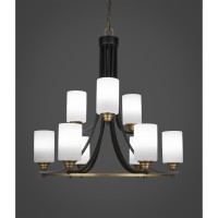 Paramount 9 Light Chandelier In Matte Black & Brass Finish With 4