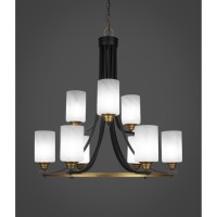 Paramount 9 Light Chandelier In Matte Black & Brass Finish With 4