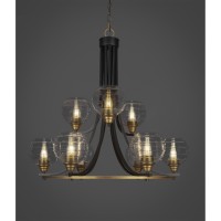 Paramount 9 Light Chandelier In Matte Black & Brass Finish With 6