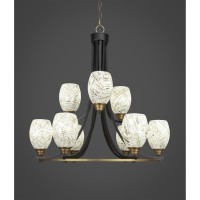 Paramount 9 Light Chandelier In Matte Black & Brass Finish With 5