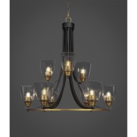 Paramount 9 Light Chandelier In Matte Black & Brass Finish With 4.5