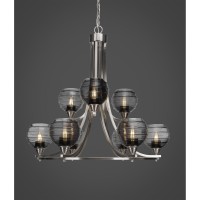 Paramount 9 Light Chandelier In Brushed Nickel Finish With 6