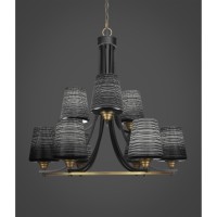 Paramount 9 Light Chandelier In Matte Black & Brass Finish With 6