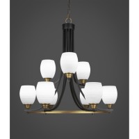 Paramount 9 Light Chandelier In Matte Black & Brass Finish With 5