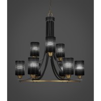 Paramount 9 Light Chandelier In Matte Black & Brass Finish With 4