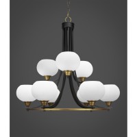 Paramount 9 Light Chandelier In Matte Black & Brass Finish With 7