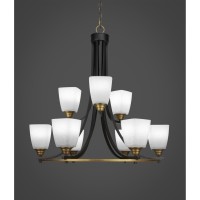 Paramount 9 Light Chandelier In Matte Black & Brass Finish With 4.5