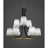 Paramount 9 Light Chandelier In Matte Black & Brass Finish With 6