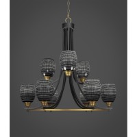 Paramount 9 Light Chandelier In Matte Black & Brass Finish With 5