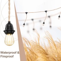 Industrial Triple Ceiling Pendant Light,Vintage Weatherproof Hanging Light Kit Fixture With Plug In Hemp Rope Cord,Diy Outdoor Fireproof Chandelier For Garden, Backyard,Living Room (Ul Listed,E26)