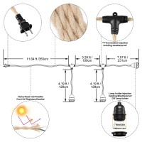 Industrial Triple Ceiling Pendant Light,Vintage Waterproof Hanging Light Kit Fixture With Plug In Hemp Rope Cord,Diy Outdoor Fireproof Chandelier For Garden, Backyard,Living Room (Ul Listed,E26)