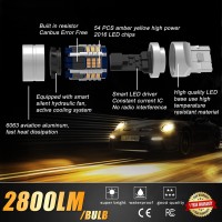 Lighsta 7440 7440A Built In Resistor Anti Hyper Flash Led Bulbs Amber Yellow, T20 7440Na 7441 W21W Wy21W Canbus Error Free Led Bulbs For Blinker Turn Signal Lights(Pack Of 2)