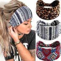 Gortin Boho Headbands Leopard Hair Bands Knoted Turban Headband Stretch Twist Head Wraps Stripe Cloth Head Bands For Women And Girls 3 Pcs (Unique)