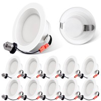 Energetic 10 Pack 660Lm Dimmable Led Recessed Lighting 4 Inch Downlight, 10W=75W, 2700K Soft White, Baffle Trim Can Light, Simple Installation, Etl & Energy Star Listed, Damp Rated