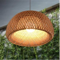 Shikun - Bamboo Woven Ceiling Light With Shade, Vietnamese Style Pendant Lamp, Decorative Ceiling Light For Restaurant, Hallway, Living Room, Bar, Cafe, 30 X 18 Cm