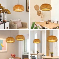 Shikun - Bamboo Woven Ceiling Light With Shade, Vietnamese Style Pendant Lamp, Decorative Ceiling Light For Restaurant, Hallway, Living Room, Bar, Cafe, 30 X 18 Cm