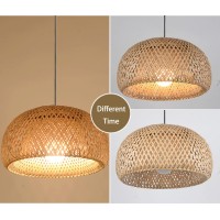 Shikun - Bamboo Woven Ceiling Light With Shade, Vietnamese Style Pendant Lamp, Decorative Ceiling Light For Restaurant, Hallway, Living Room, Bar, Cafe, 30 X 18 Cm