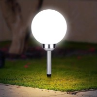 Geezy Solar Lights Outdoor Garden Waterproof Led White Dusk To Dawn Stake Light Patio Yard Walkaway Lawn Solar Powered Globe Light 30 Cm