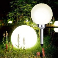 Geezy Solar Lights Outdoor Garden Waterproof Led White Dusk To Dawn Stake Light Patio Yard Walkaway Lawn Solar Powered Globe Light 30 Cm