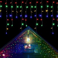 Blissun 360 Led Iciclelights, 29.5Ft 8 Modes Curtain Fairy Lights With 60 Drops, Christmas Outdoor String Lights For Wedding Halloween Thanksgiving Party Home Garden Indoor Decorations, Multicolor